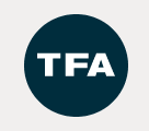 The tfa logo on a white background.